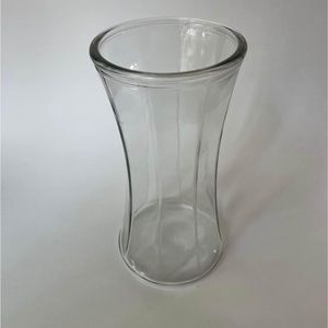 Clear Ribbed Base by the Garcia Glass Group Tulip Shape Blown Glass Vase